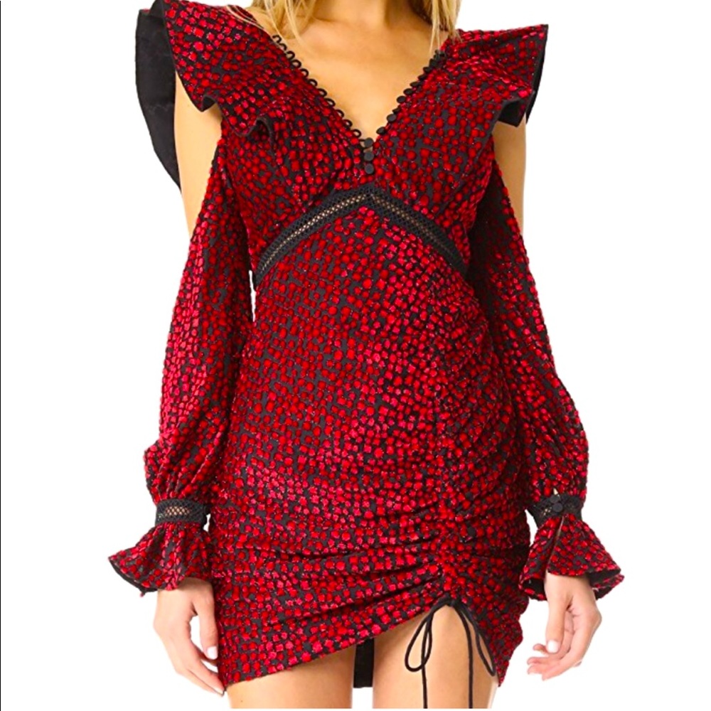 SELF-PORTRAIT Red long sleeve mini dress Sz 0